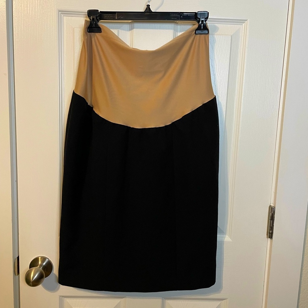 Duo Maternity black skirt w/ light cream colored full belly panel sz S *EUC*
